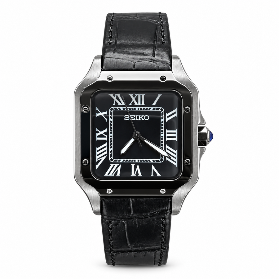 Santos black leather strap